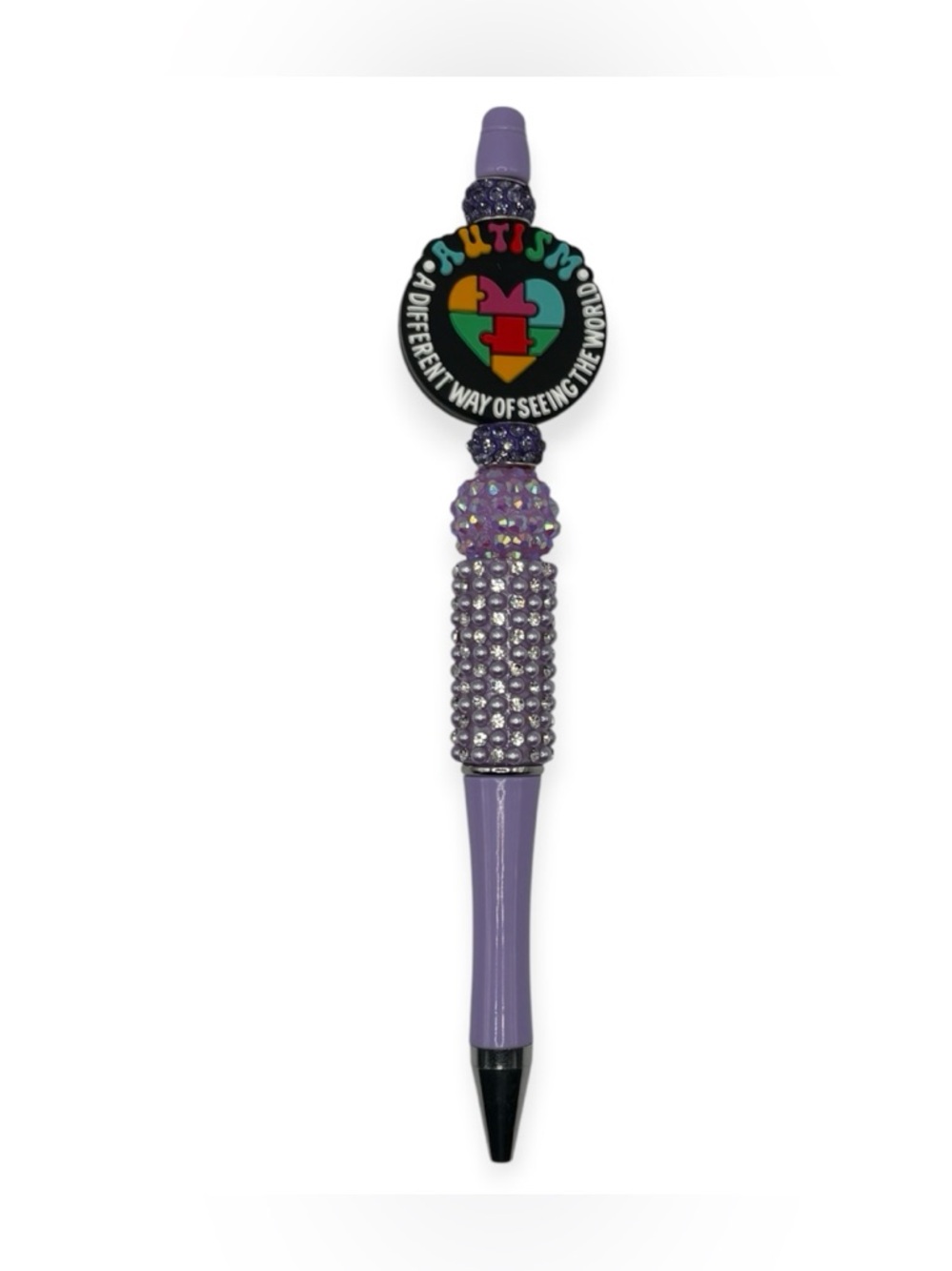 Autism Awareness Beaded Pen in Iridescent Lavender/Light Purple
